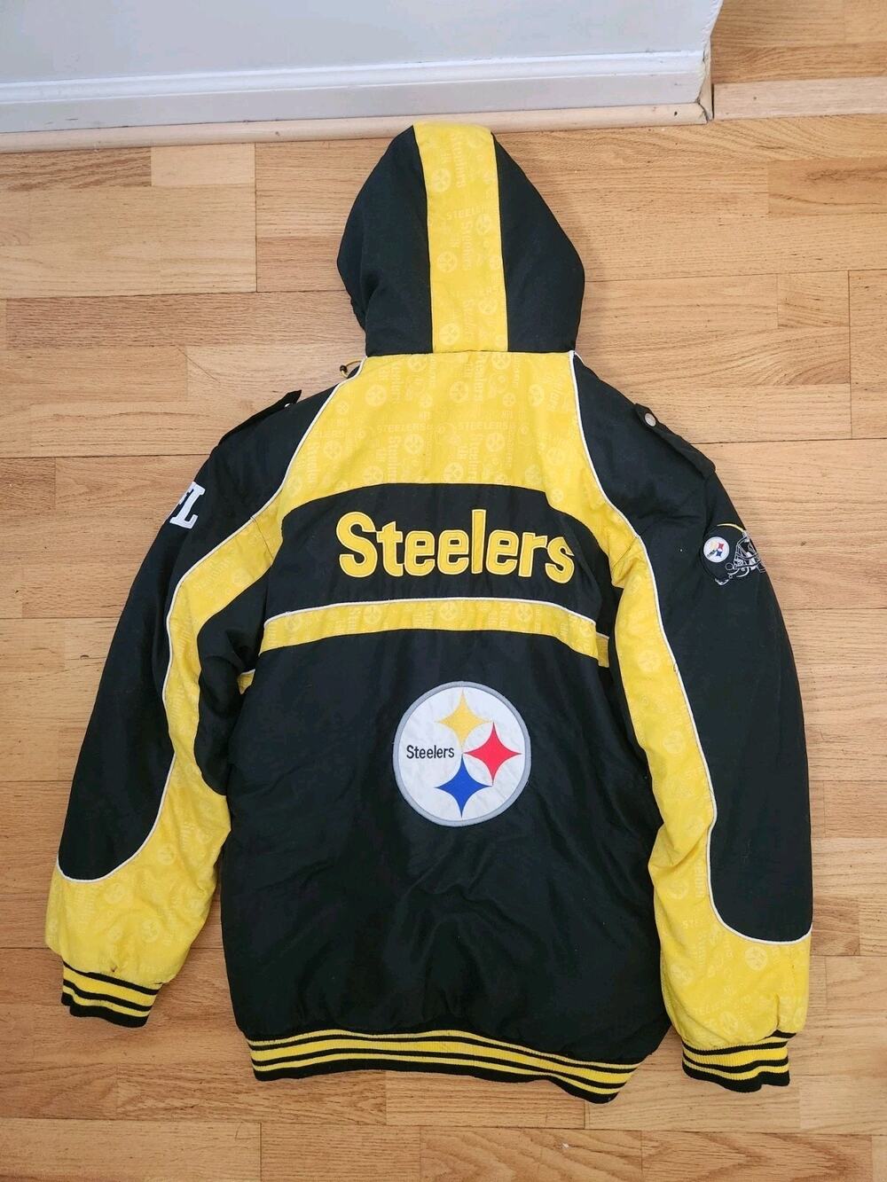 READ Pittsburgh Steelers NFL Puffer Jacket XXL 2XL Mens Hooded Embroidered VTG